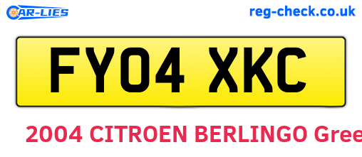 FY04XKC are the vehicle registration plates.