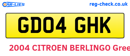 GD04GHK are the vehicle registration plates.