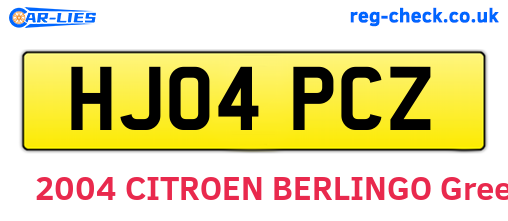 HJ04PCZ are the vehicle registration plates.