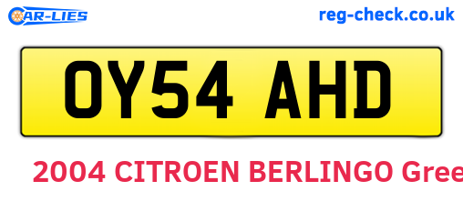 OY54AHD are the vehicle registration plates.