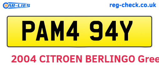 PAM494Y are the vehicle registration plates.
