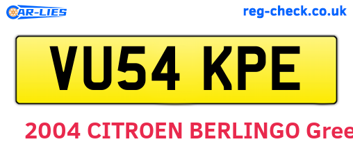 VU54KPE are the vehicle registration plates.