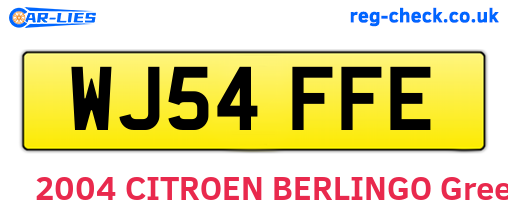 WJ54FFE are the vehicle registration plates.