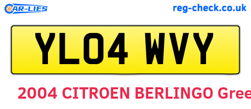 YL04WVY are the vehicle registration plates.