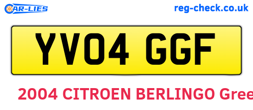 YV04GGF are the vehicle registration plates.