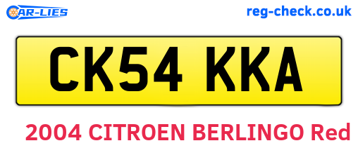 CK54KKA are the vehicle registration plates.