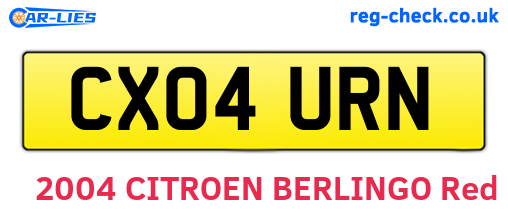 CX04URN are the vehicle registration plates.