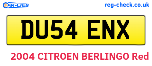 DU54ENX are the vehicle registration plates.