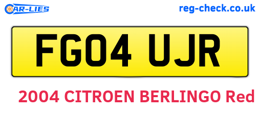 FG04UJR are the vehicle registration plates.