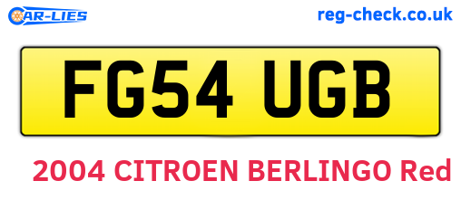 FG54UGB are the vehicle registration plates.