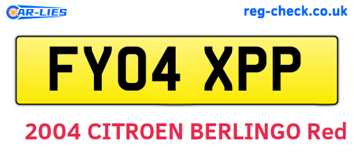 FY04XPP are the vehicle registration plates.