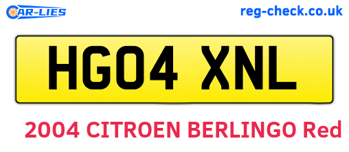 HG04XNL are the vehicle registration plates.