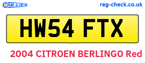 HW54FTX are the vehicle registration plates.