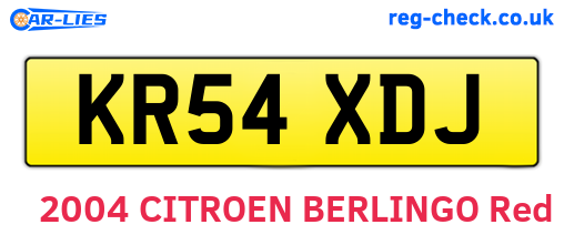 KR54XDJ are the vehicle registration plates.