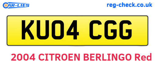 KU04CGG are the vehicle registration plates.