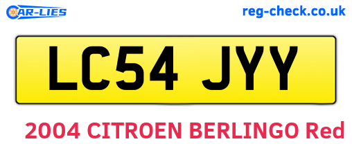 LC54JYY are the vehicle registration plates.