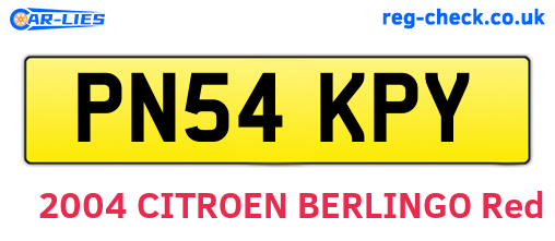 PN54KPY are the vehicle registration plates.