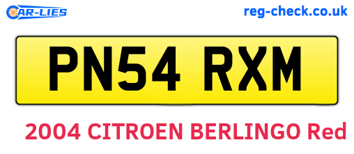 PN54RXM are the vehicle registration plates.