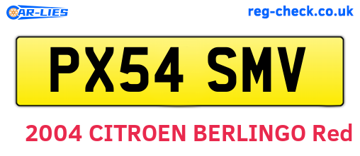 PX54SMV are the vehicle registration plates.