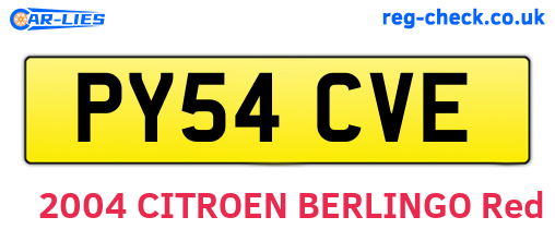 PY54CVE are the vehicle registration plates.