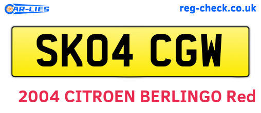 SK04CGW are the vehicle registration plates.
