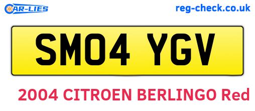 SM04YGV are the vehicle registration plates.