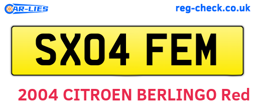 SX04FEM are the vehicle registration plates.