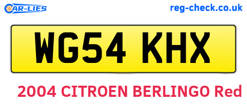 WG54KHX are the vehicle registration plates.