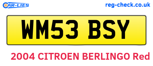 WM53BSY are the vehicle registration plates.