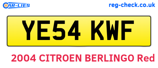 YE54KWF are the vehicle registration plates.