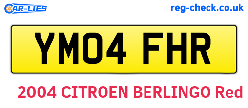 YM04FHR are the vehicle registration plates.
