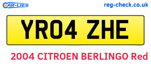 YR04ZHE are the vehicle registration plates.