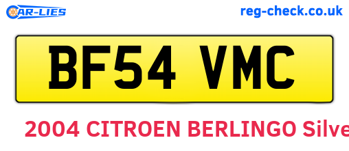 BF54VMC are the vehicle registration plates.