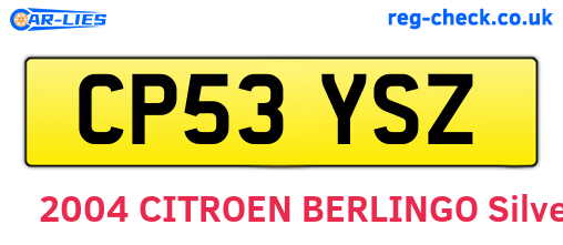 CP53YSZ are the vehicle registration plates.