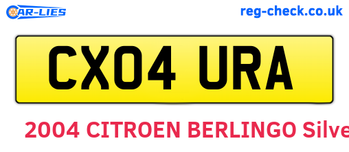 CX04URA are the vehicle registration plates.