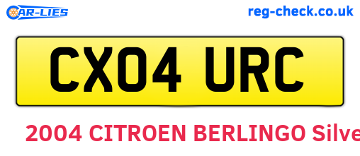CX04URC are the vehicle registration plates.