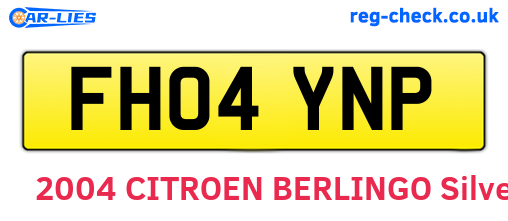 FH04YNP are the vehicle registration plates.