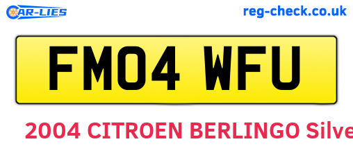 FM04WFU are the vehicle registration plates.