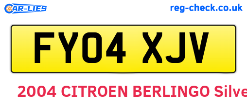 FY04XJV are the vehicle registration plates.