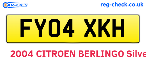 FY04XKH are the vehicle registration plates.