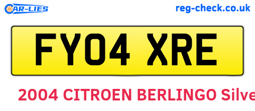 FY04XRE are the vehicle registration plates.