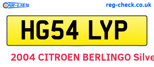 HG54LYP are the vehicle registration plates.