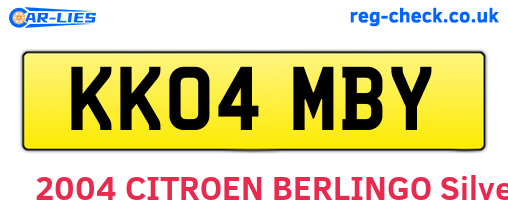 KK04MBY are the vehicle registration plates.