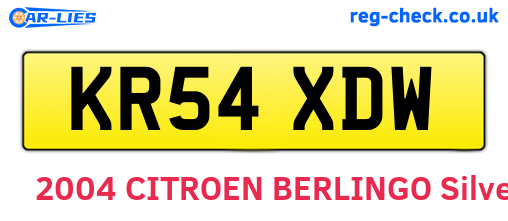KR54XDW are the vehicle registration plates.