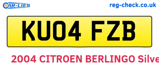 KU04FZB are the vehicle registration plates.