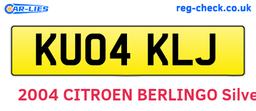 KU04KLJ are the vehicle registration plates.