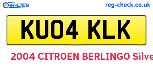 KU04KLK are the vehicle registration plates.