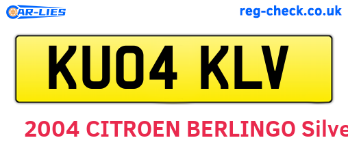 KU04KLV are the vehicle registration plates.