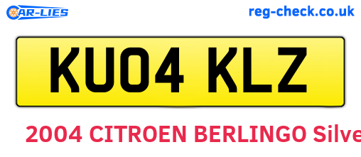 KU04KLZ are the vehicle registration plates.