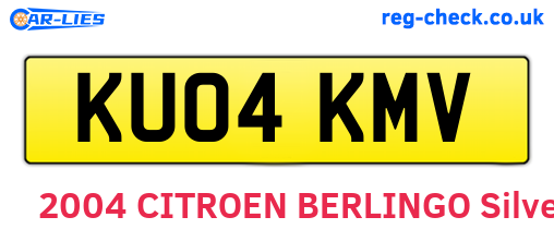 KU04KMV are the vehicle registration plates.